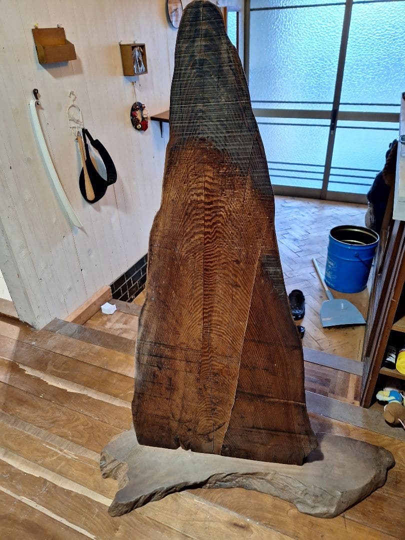 天然木　一刀彫り　衝立　虎 竹藪　杉　高さ122cm