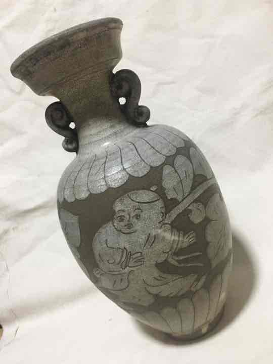 中国 宋時代 磁州窯 壺 花瓶