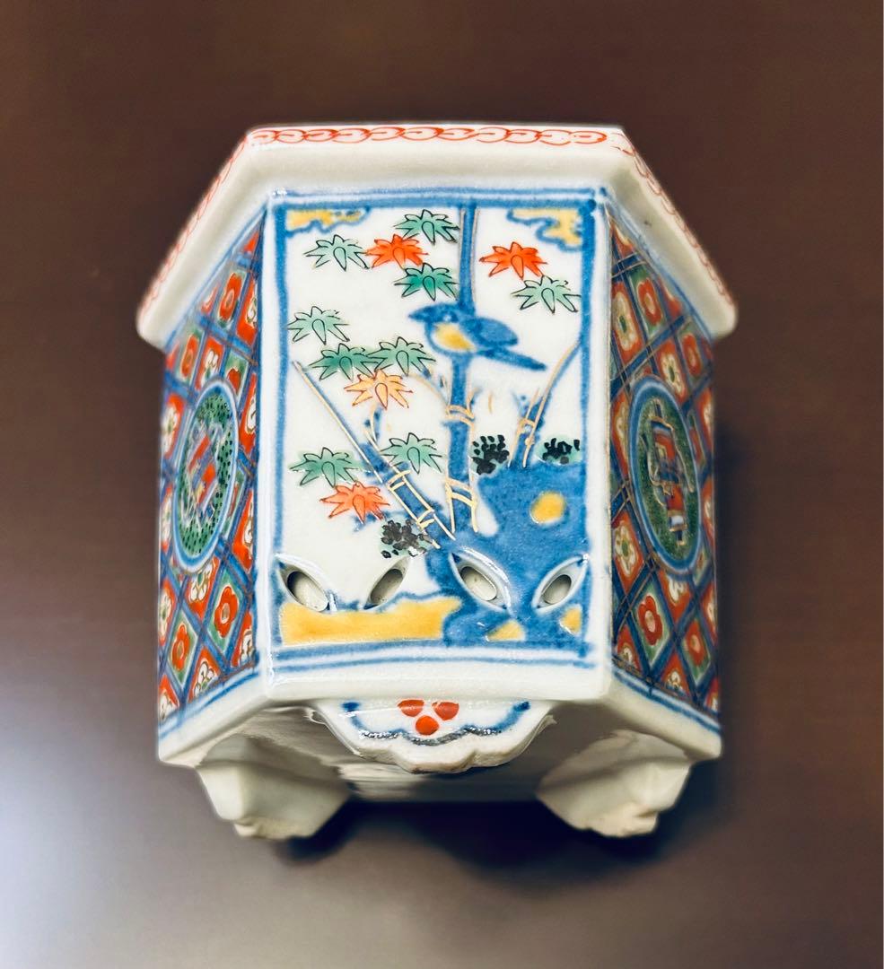 六面香炉　角福　陶器　骨董　美術品