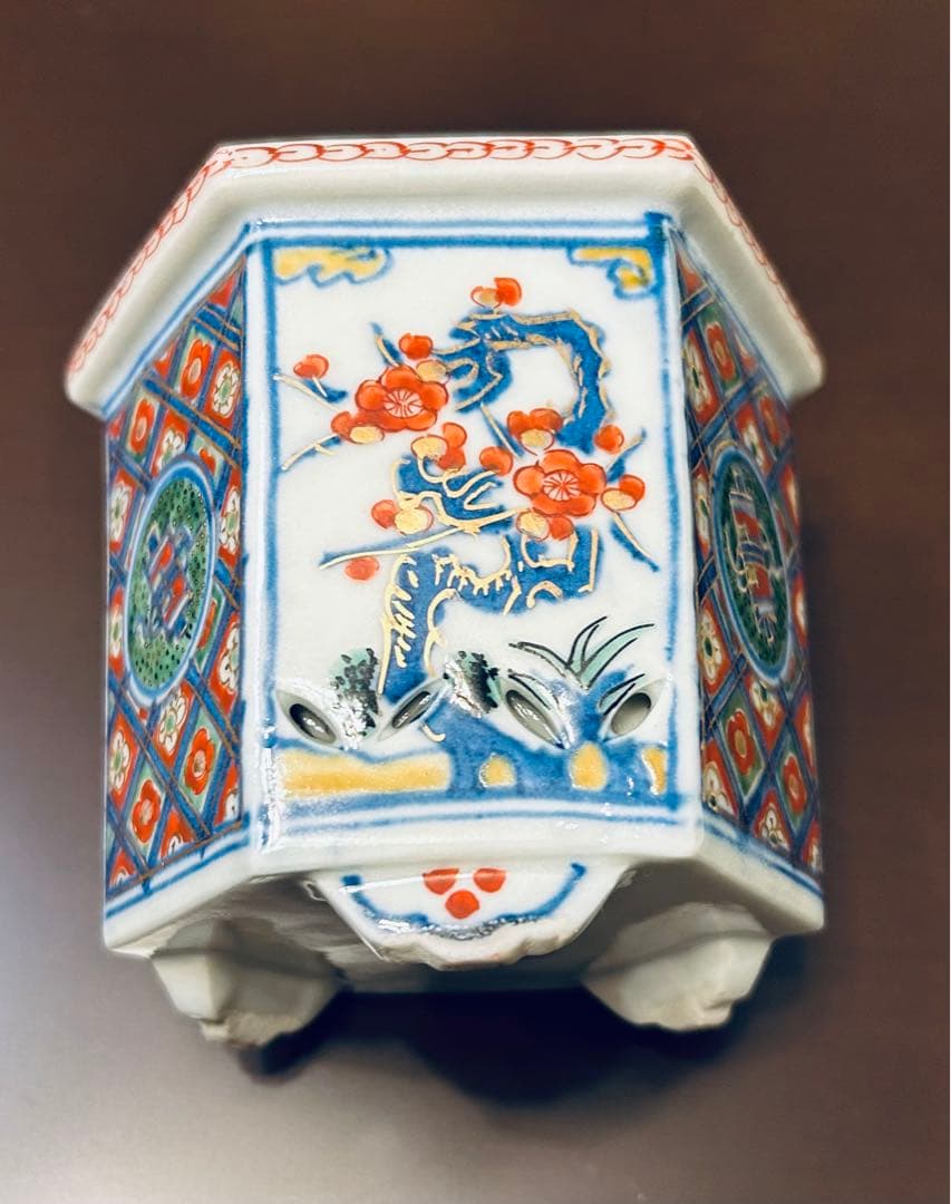 六面香炉　角福　陶器　骨董　美術品