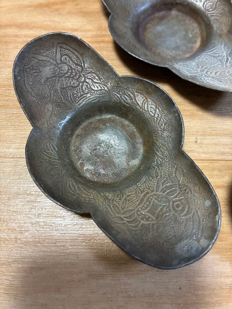 中国古錫茶托5枚　沈存周
