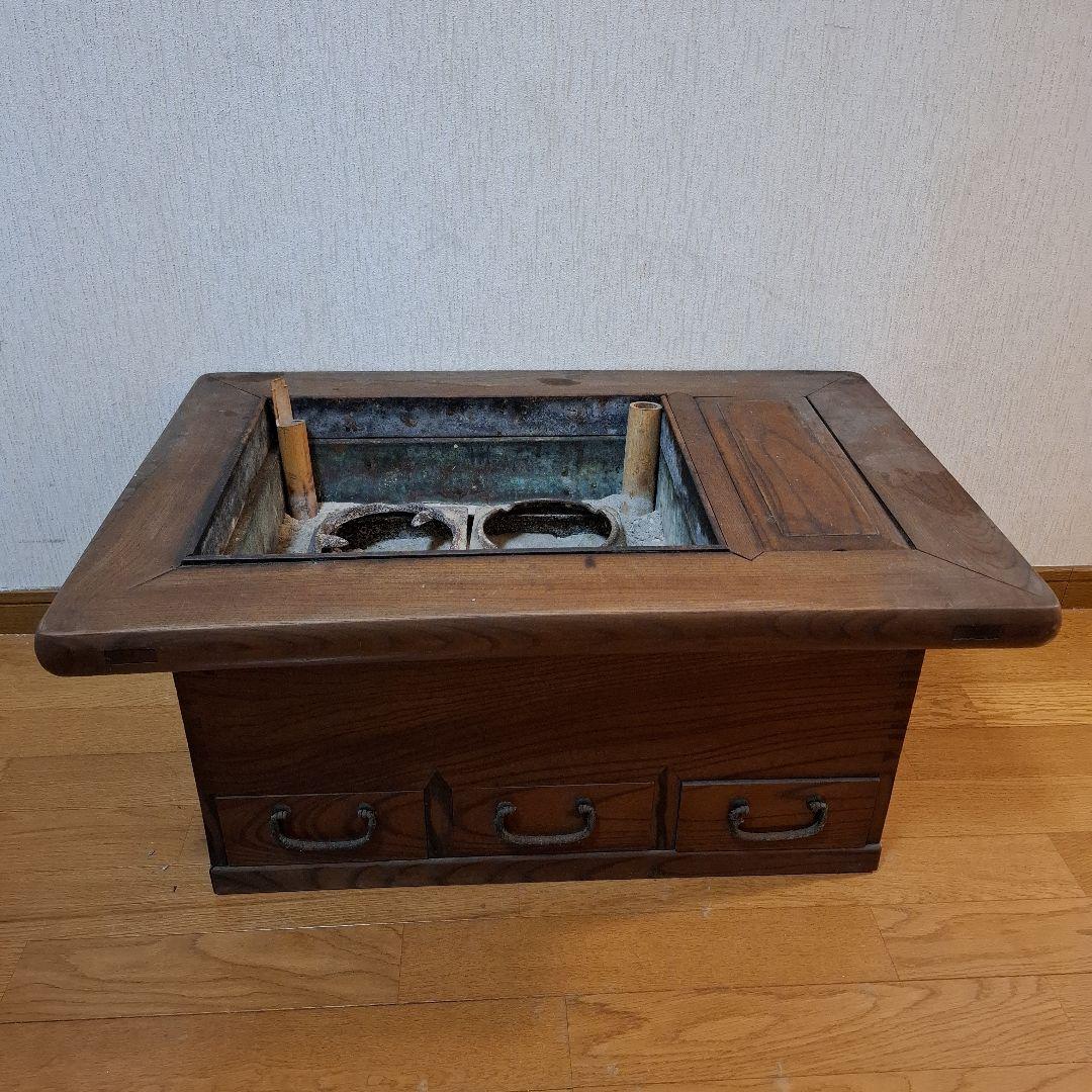 関西長火鉢　引き出し3杯　古道具 茶道具 囲炉裏 古民家　アンティーク 長火鉢