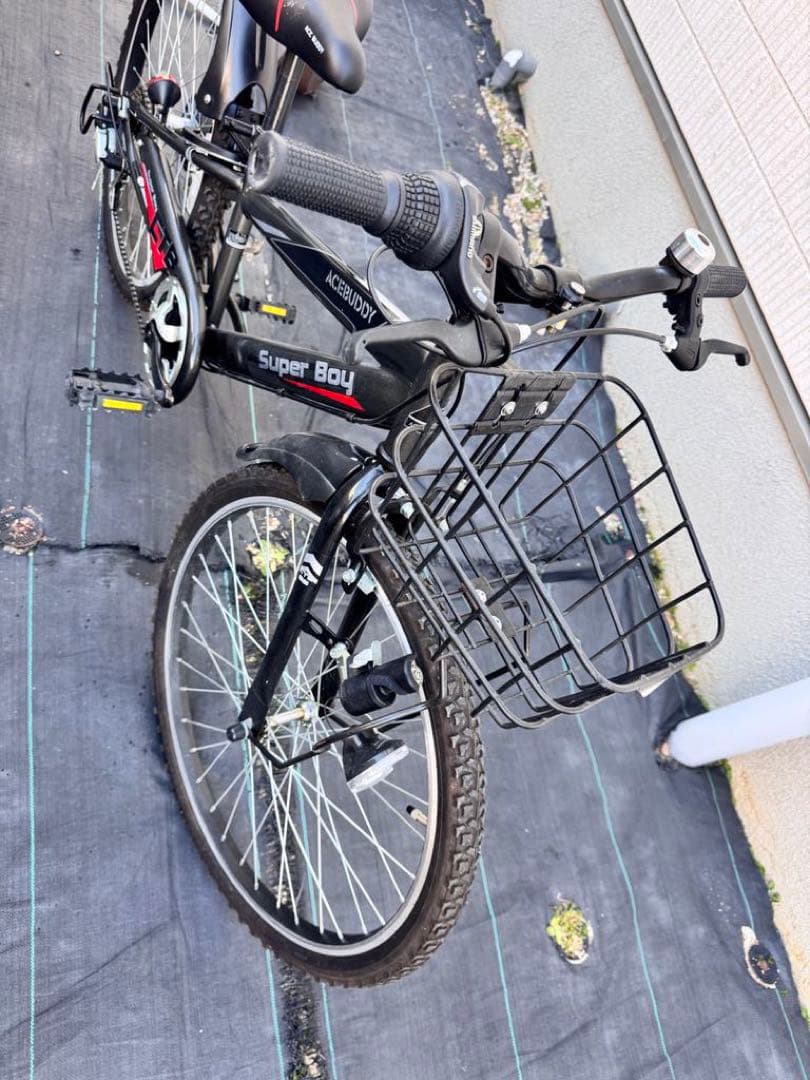 Super Boy 子供用　自転車 ブラック バスケット付き