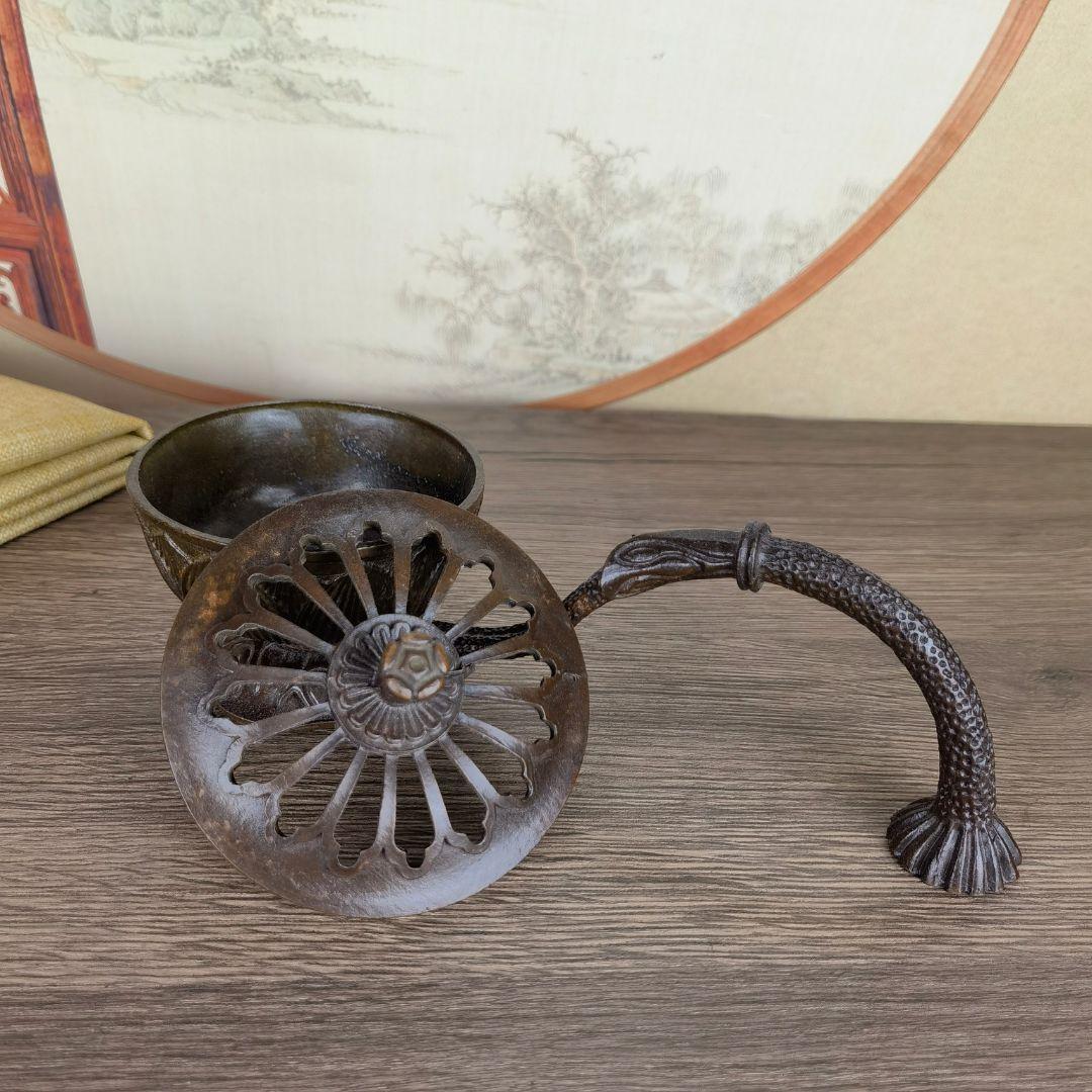 銅 細工 香炉 手持ち蓮華炉 盤香炉 装飾品 工芸品 置物