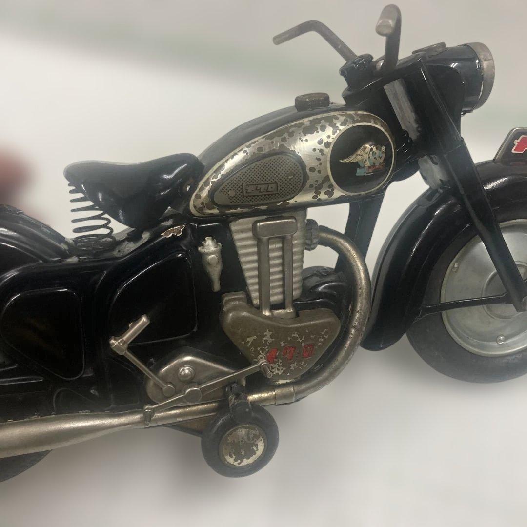 1950年代BC旧バンダイ製赤箱シリーズ初期フリクション可動力カワサキメグロ黒