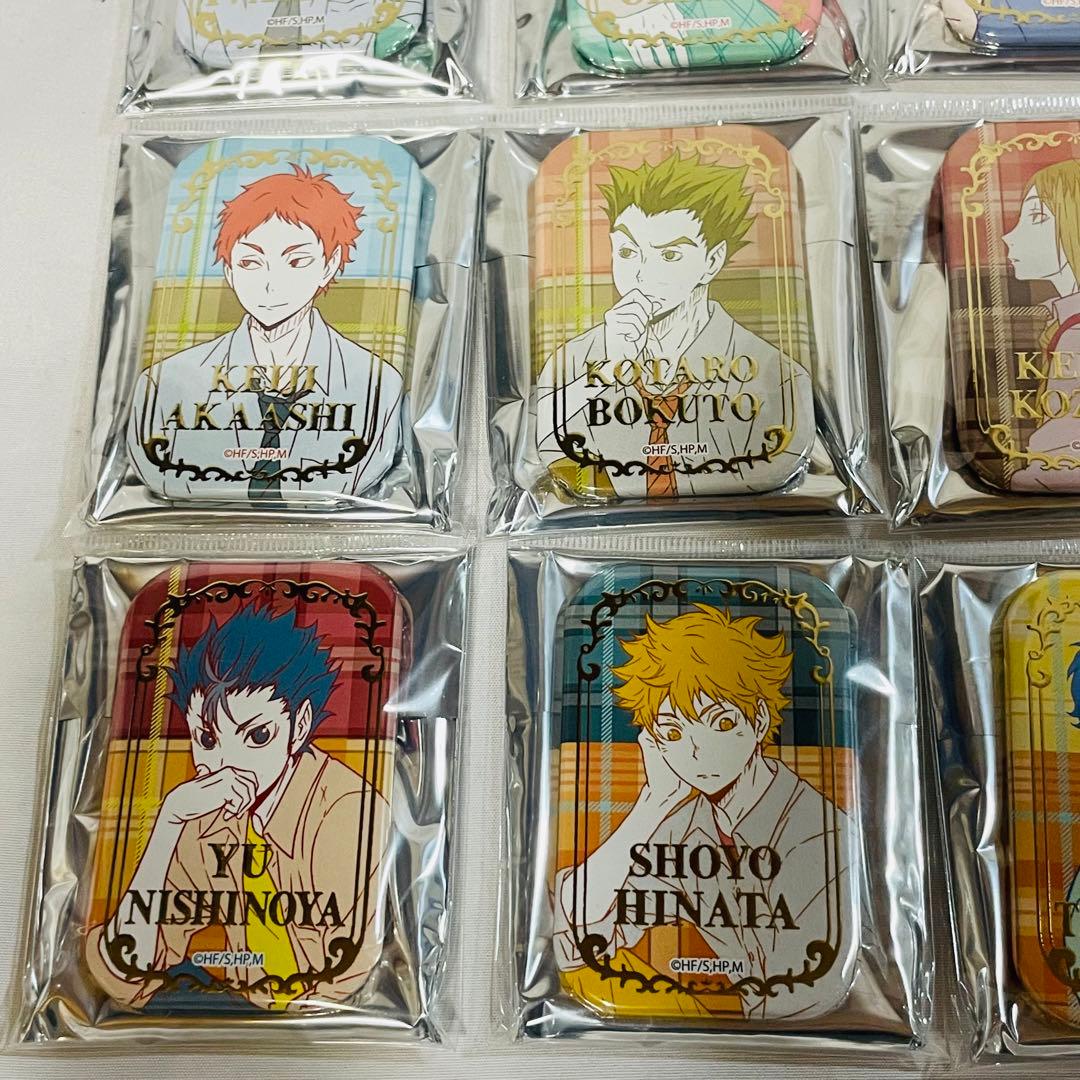 ハイキュー　未開封品　スクエア缶　バッジセット　オフショット×カラー第一弾
