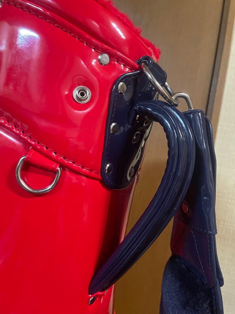 PEARLY GATES エナメルキャディバッグ レッド