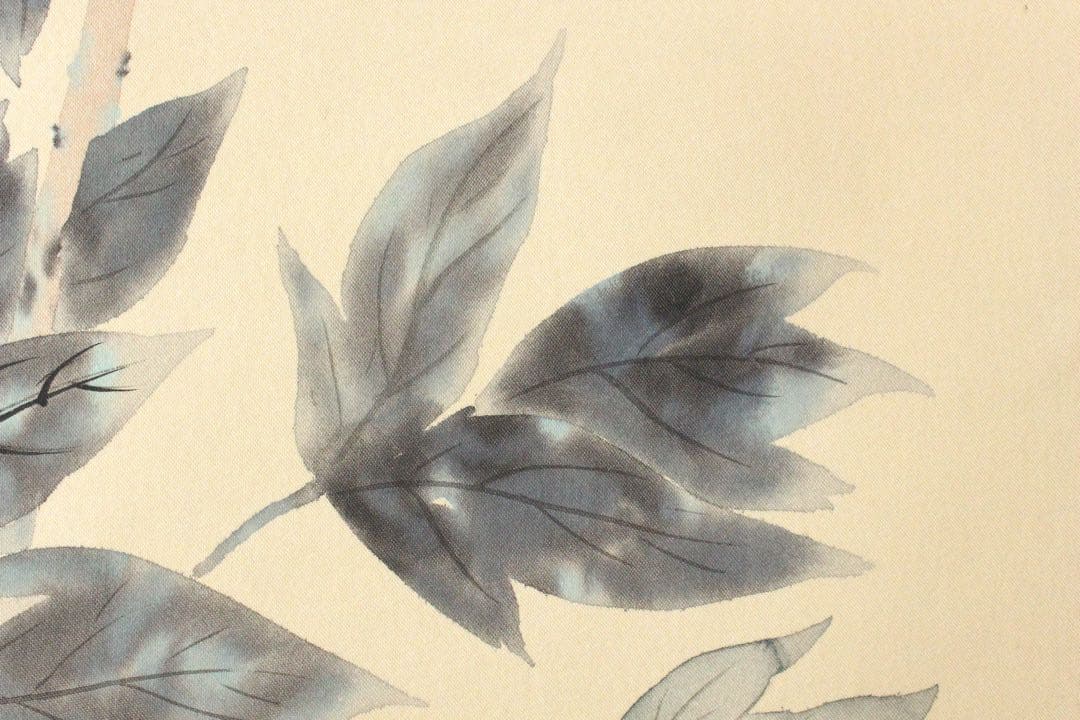 No5207 掛軸　稲垣伯堂　牡丹図　着色絹本　日本画　古画　古美術　送料無料