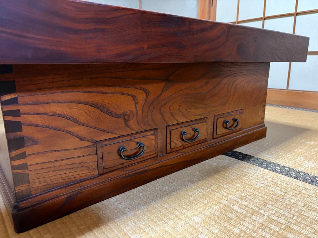 【未使用品】高級囲炉裏テーブル　古民家家具　工芸品　箱火鉢　座卓　送料込