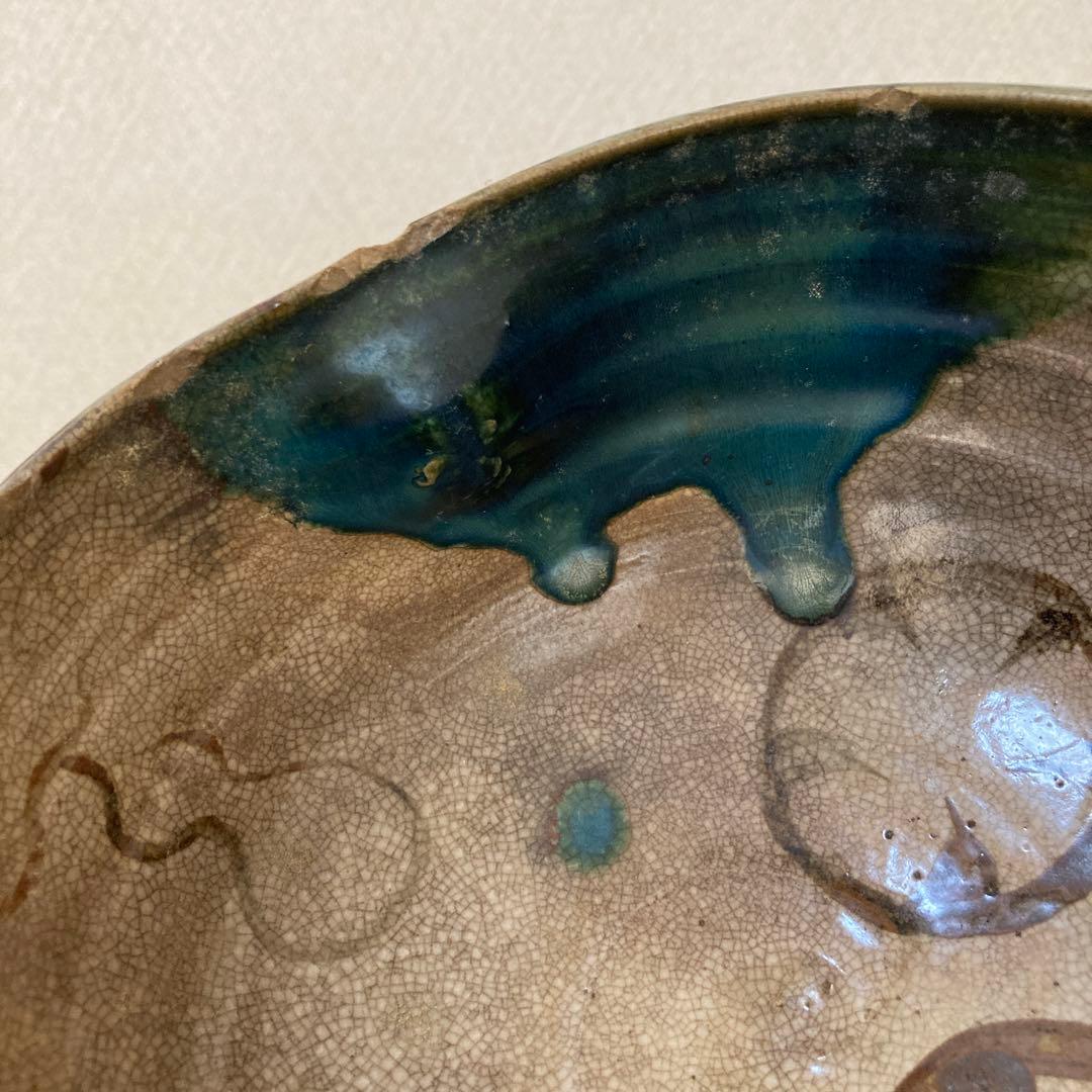 古瀬戸　織部　時代抹茶茶碗　江戸末〜明治〈検 絵志野　加藤春岱　美濃焼