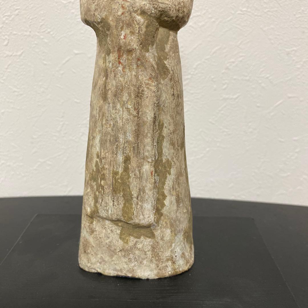 中国美術 唐 加彩 婦人俑 置物