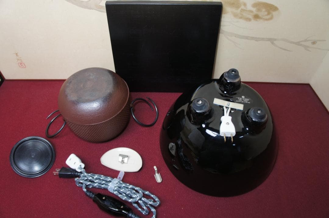 ☆ 創巧野々田 真塗風炉(紅鉢型)電熱器 在銘霰地紋棗釜 他フルセット送料込み