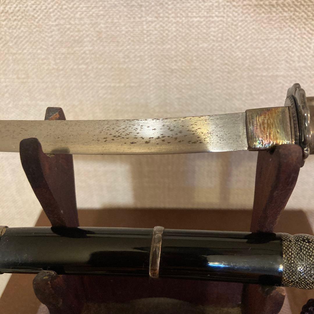 珍品骨董　本物鮫皮　ミニチュア刀剣　台座付き　ペーパーナイフ