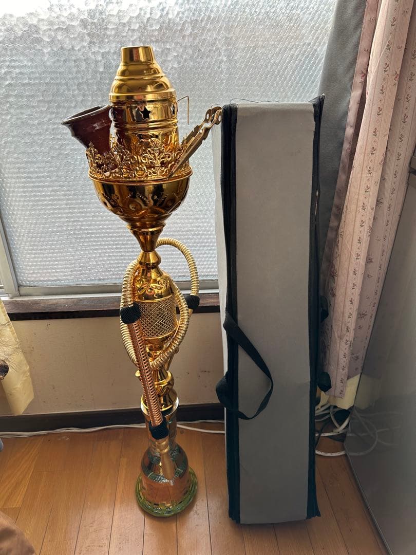 シーシャ　金属製水タバコ ゴールド 1ホース