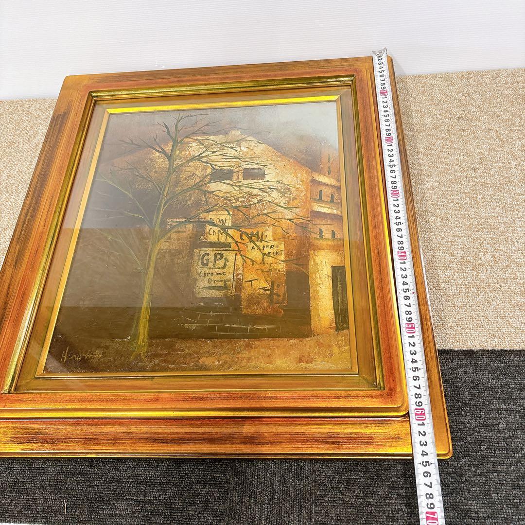 真作 立川広己「広告のある壁」油彩 自由美術協会会員 一枚の絵人気画家