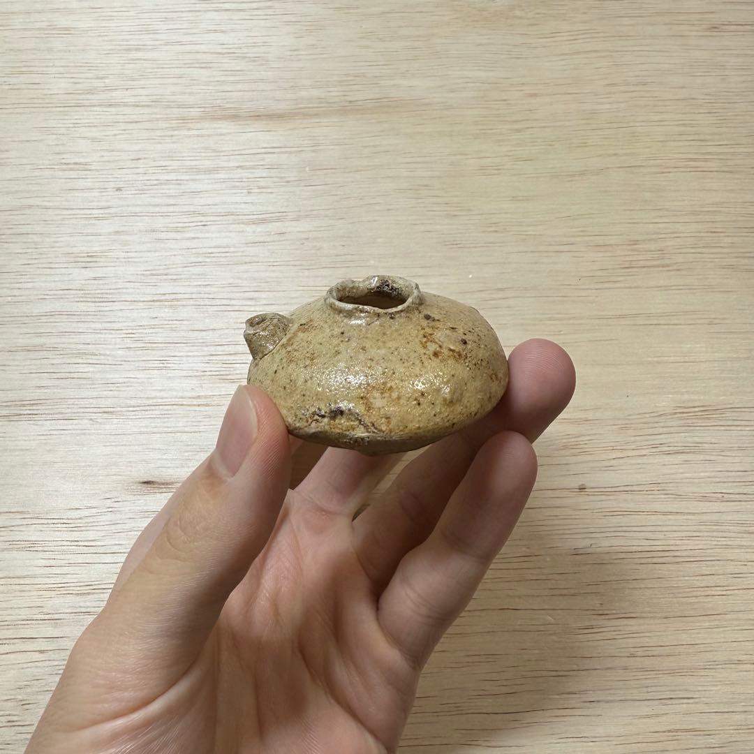 古瀬戸 水滴 灰釉 室町時代 茶入 茶道具 黄瀬戸 油揚手 古美術 骨董 民藝