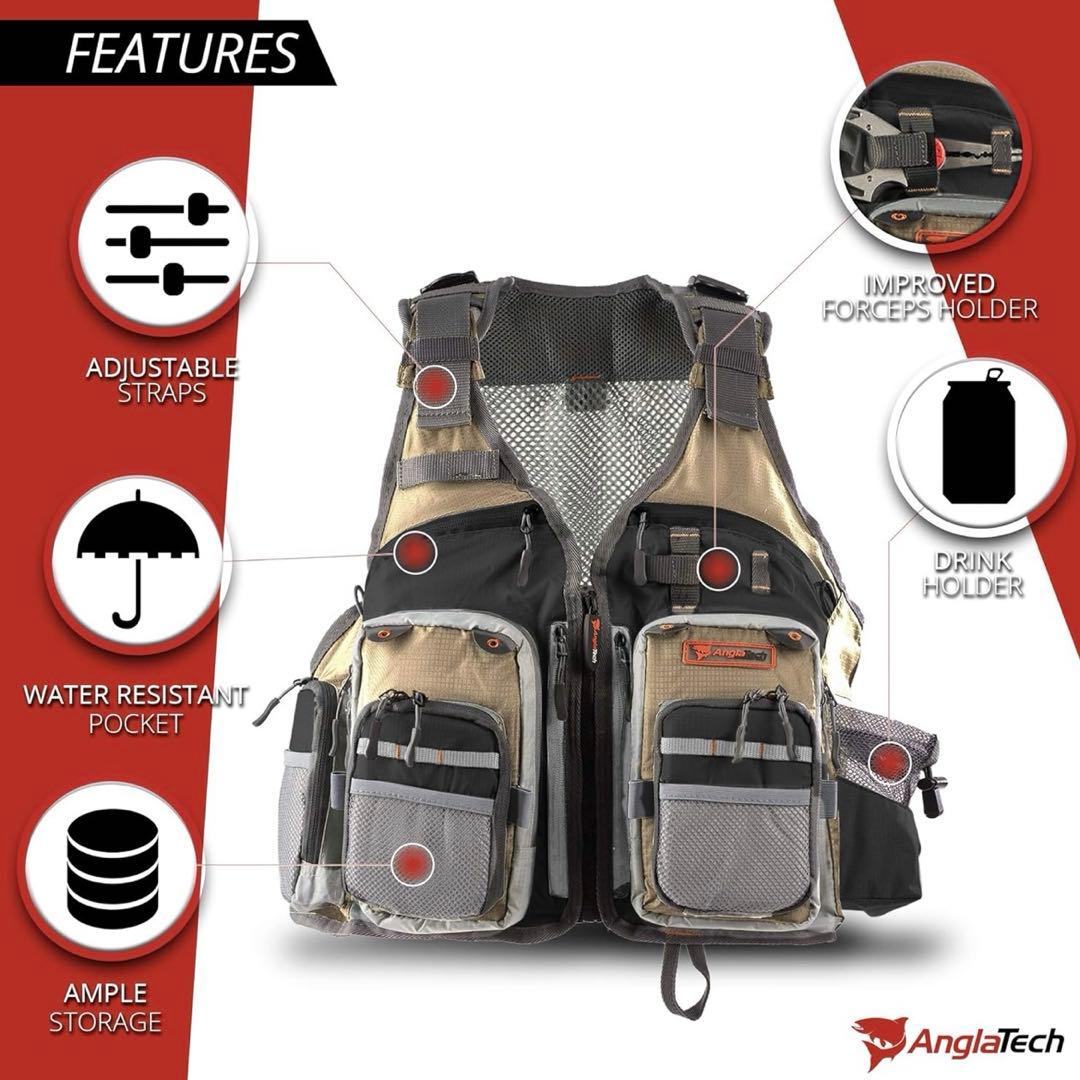 【美品】anglatech ベスト フィッシングベスト グリーン