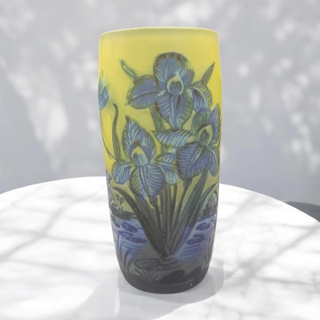 ◆証明書付◆EmileGalleエミールガレ 花瓶 16cm×9cm カメオ彫り