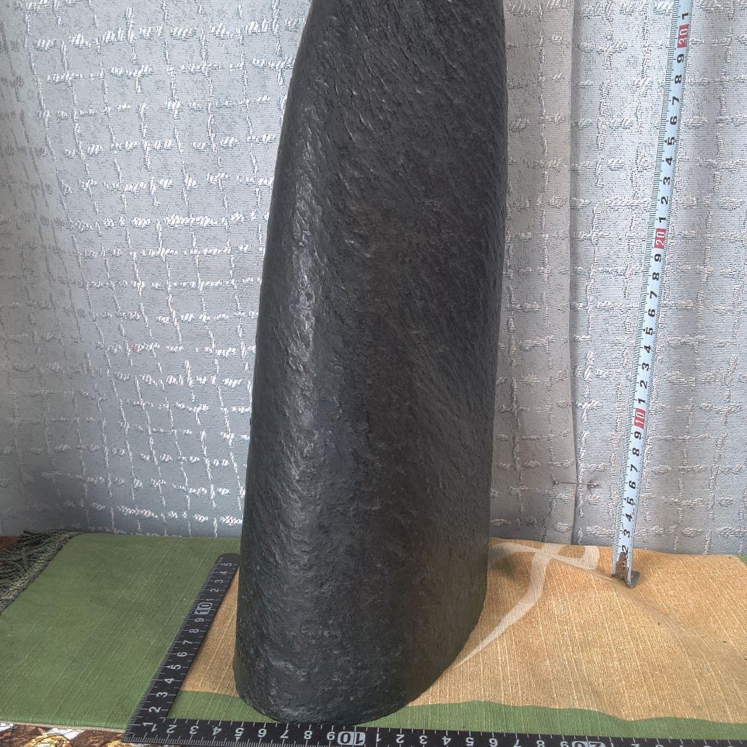 黒い細長い花器 銅製 アート 美術 アンティーク 骨董 まさを