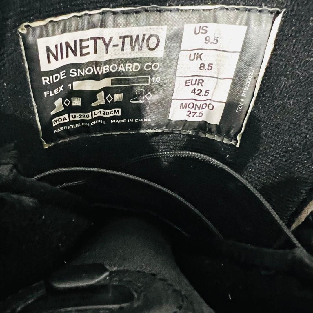 21モデル　RIDE ライド　NINETY TWOスノーボードブーツ BOA