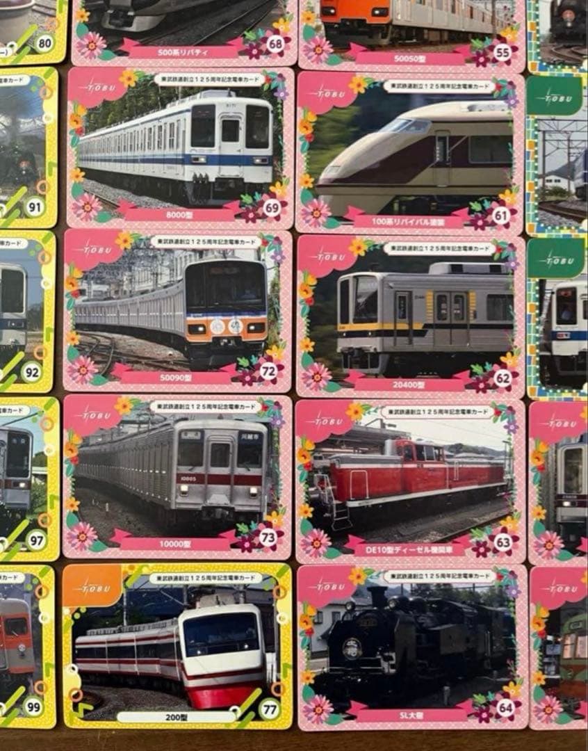 鉄道カード　電車カード　東武鉄道125周年記念　バラ売り