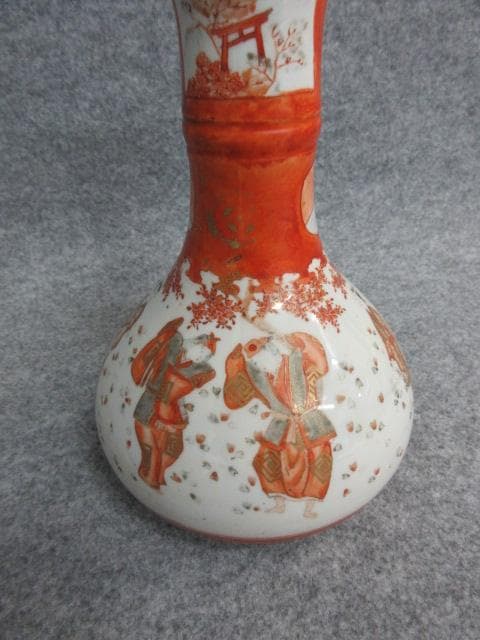 九谷焼赤絵花見図徳利 [B25807]