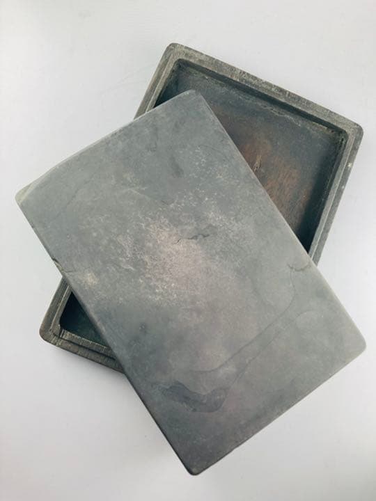 中国　中古硯　清代　火捺紋采端硯