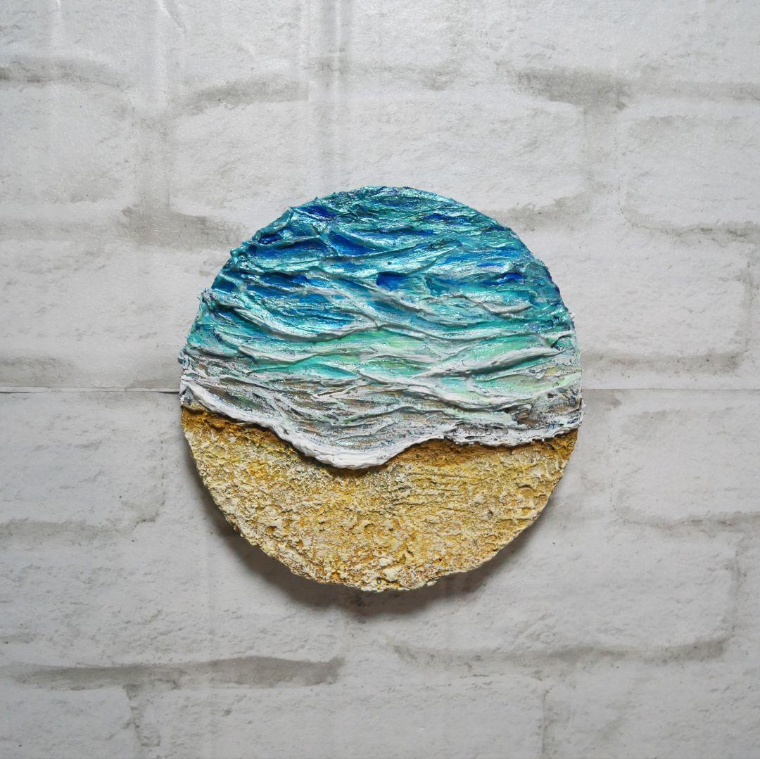 油絵 油彩 油彩画 絵 絵画 円形【丸い海】