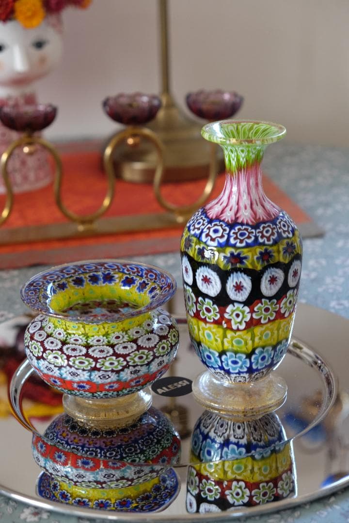 イタリア 民藝 ミルフィオリ 花瓶 検)ワイングラス 皿 江波冨士子 舩木倭帆