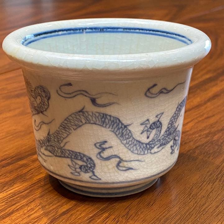 古伊万里　広口鉢呉須龍文染付