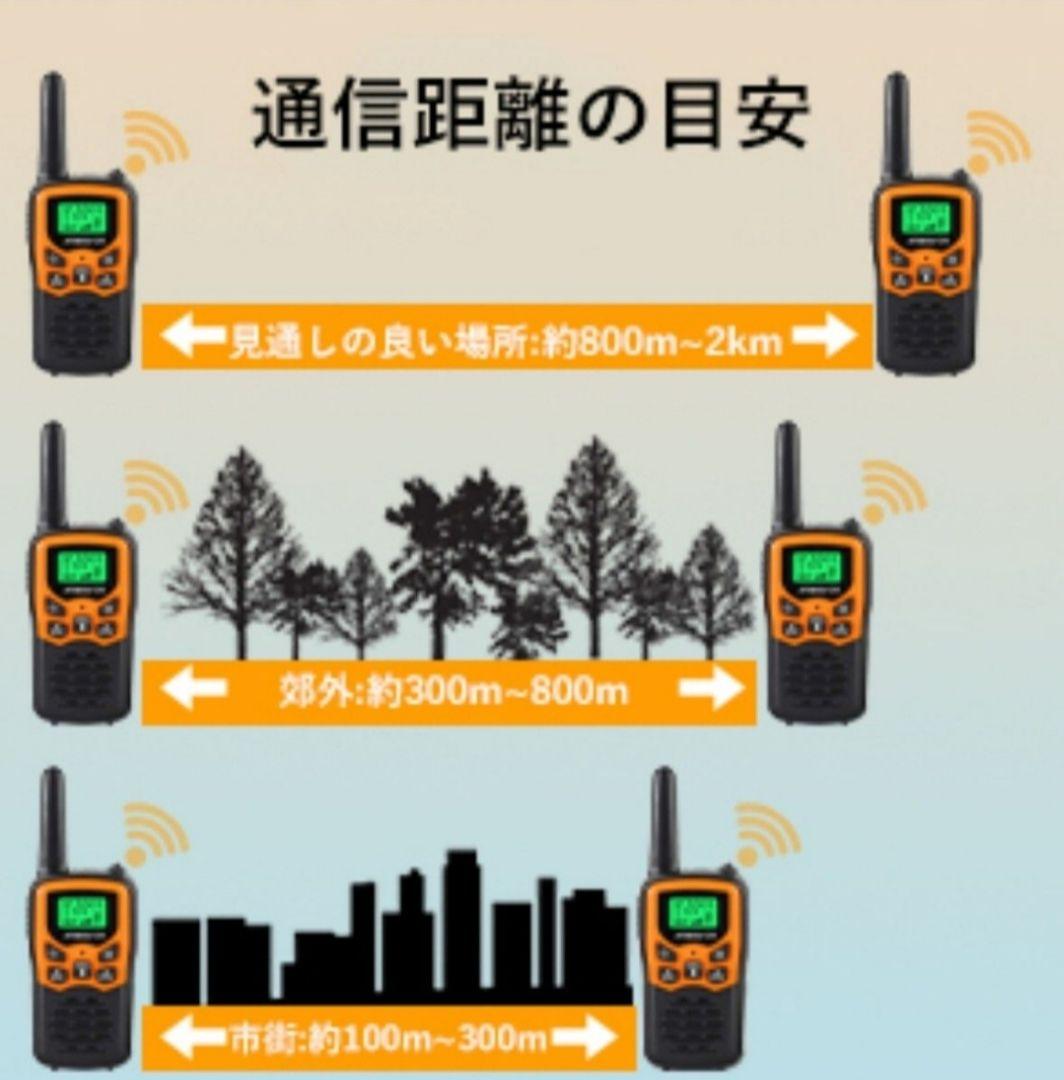 トランシーバー　4台セット 免許資格不要 小電力 充電式 携帯型　アウトドア⑤