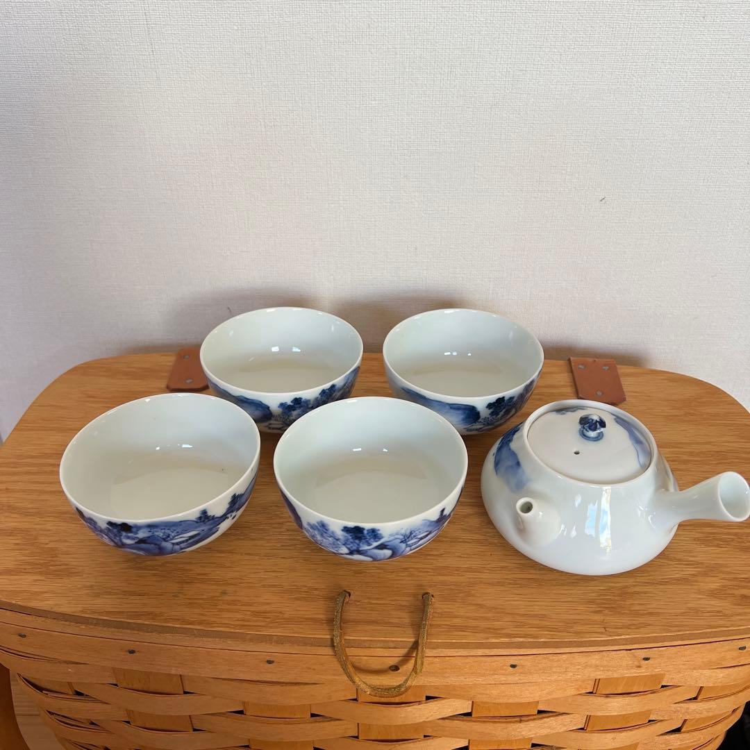 茶道具　平安竹泉　茶碗4客　急須