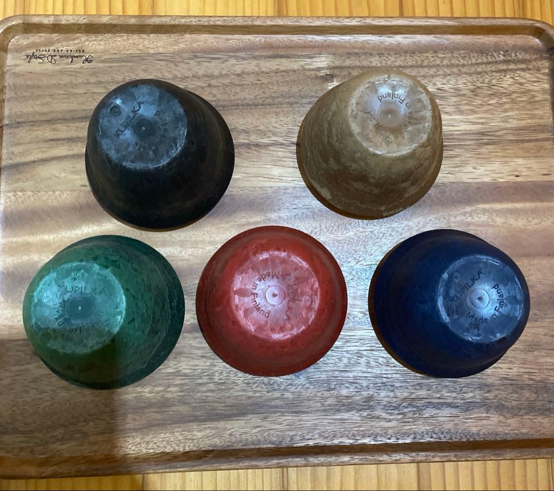 KUPILKA カップ5個セット 赤 緑 青 オレンジ 茶色