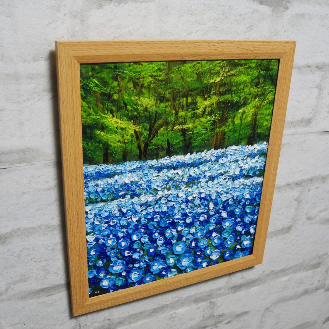 油絵 油彩 油彩画 絵 絵画 【青い花の森の中】