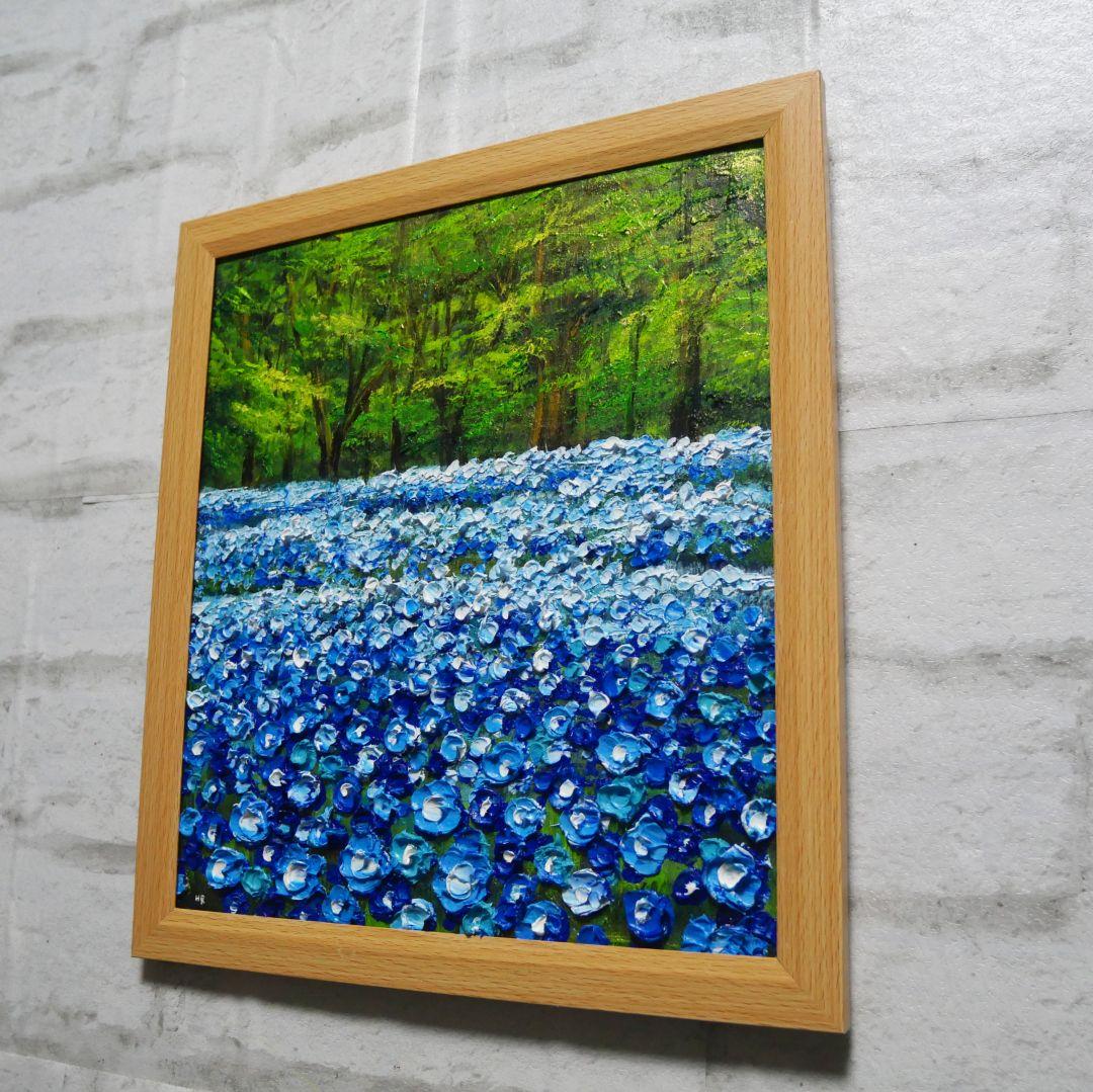 油絵 油彩 油彩画 絵 絵画 【青い花の森の中】