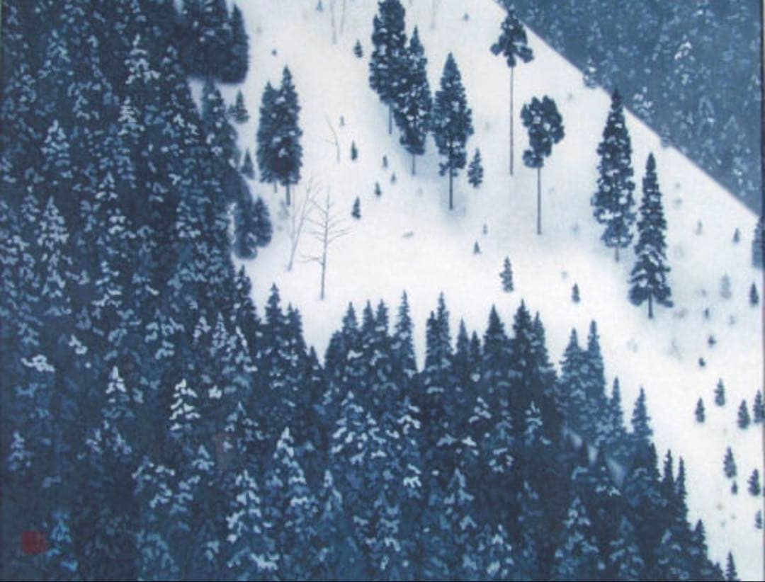 東山魁夷 春雪 木版画 額装 限定450部 日本画 版画 真作 リトグラフ