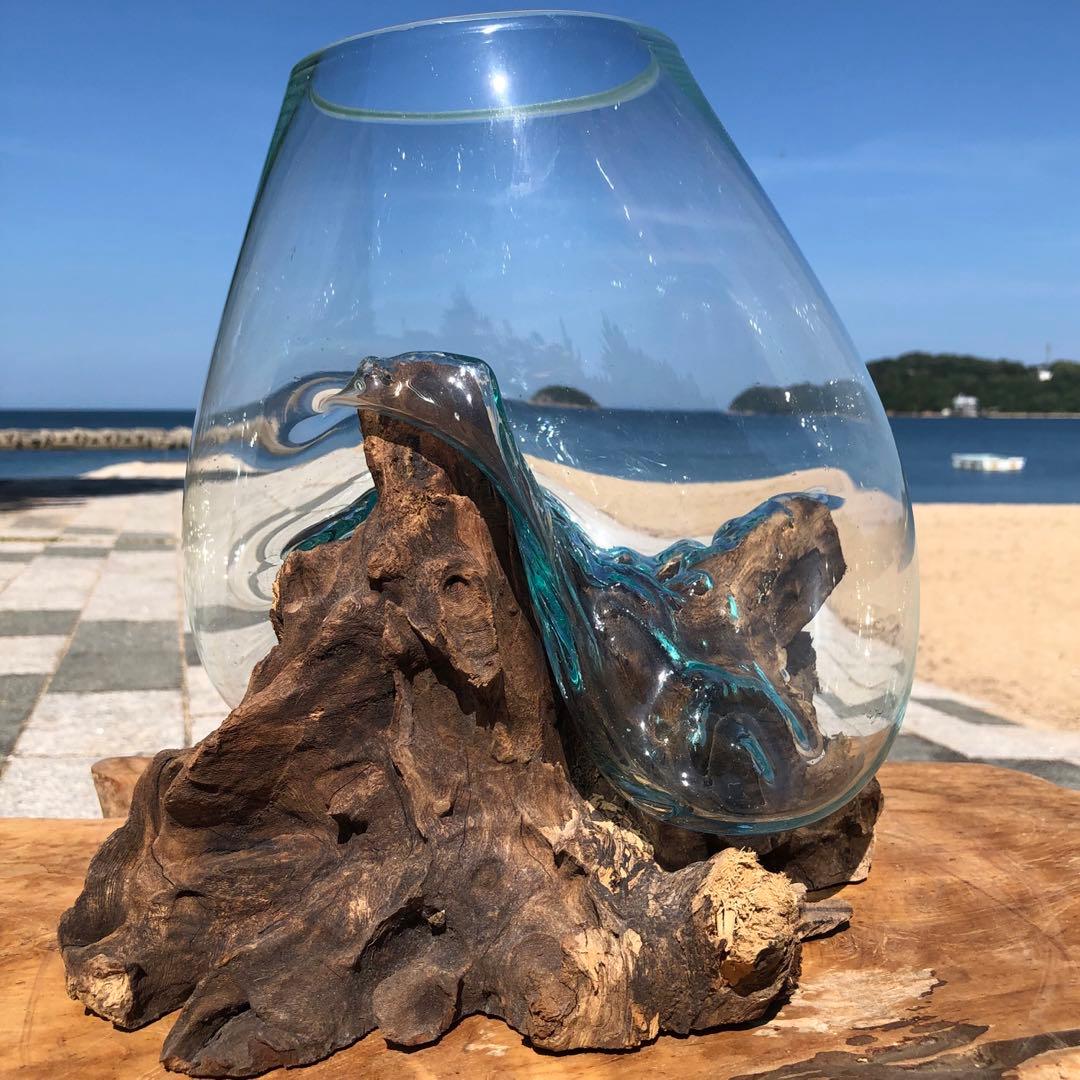 流木ガラス オブジェ超特大D 花瓶 金魚鉢 水槽 テラリウム 観賞魚 メダカ容器