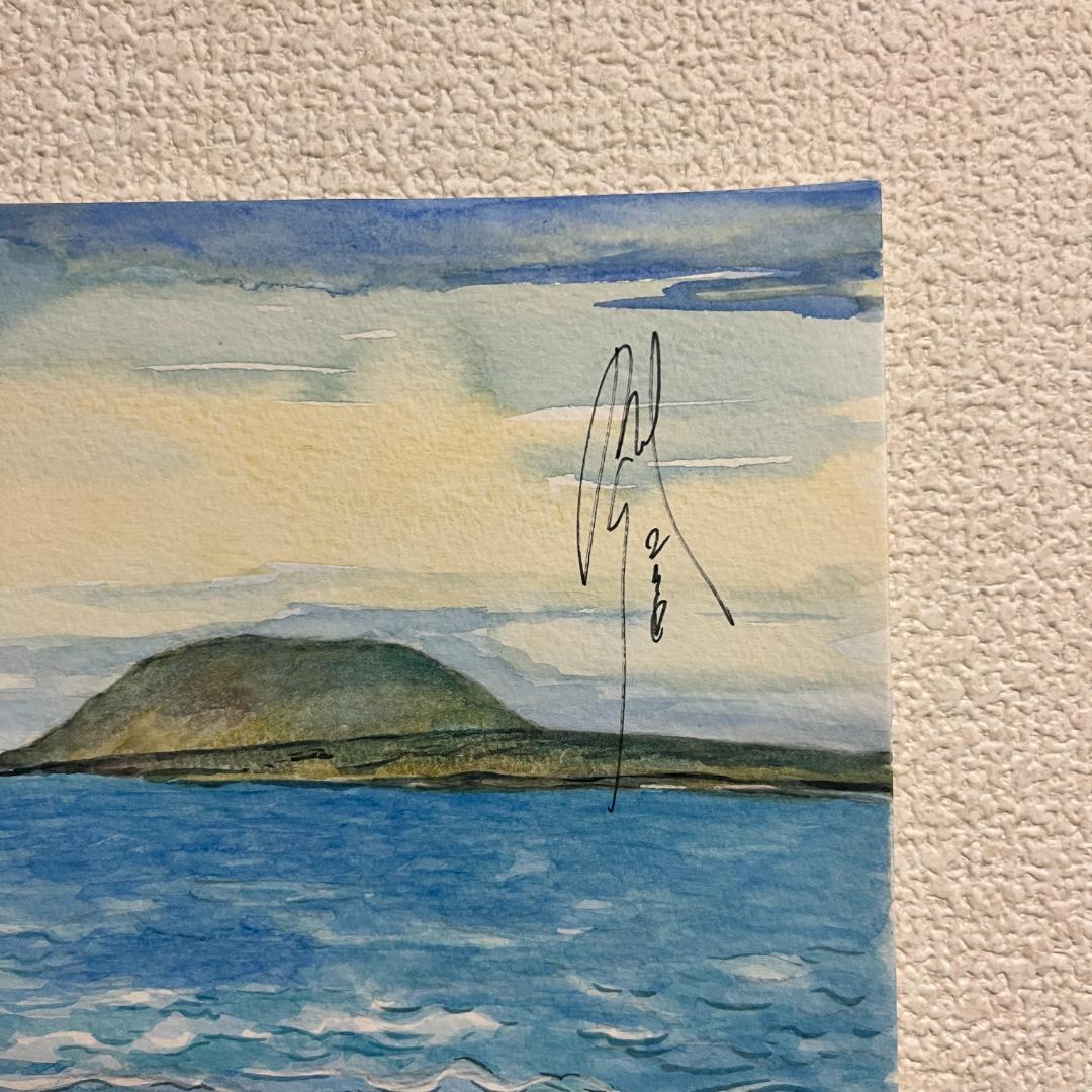 アメリカ軍の飛行船の水彩画 30x40cm