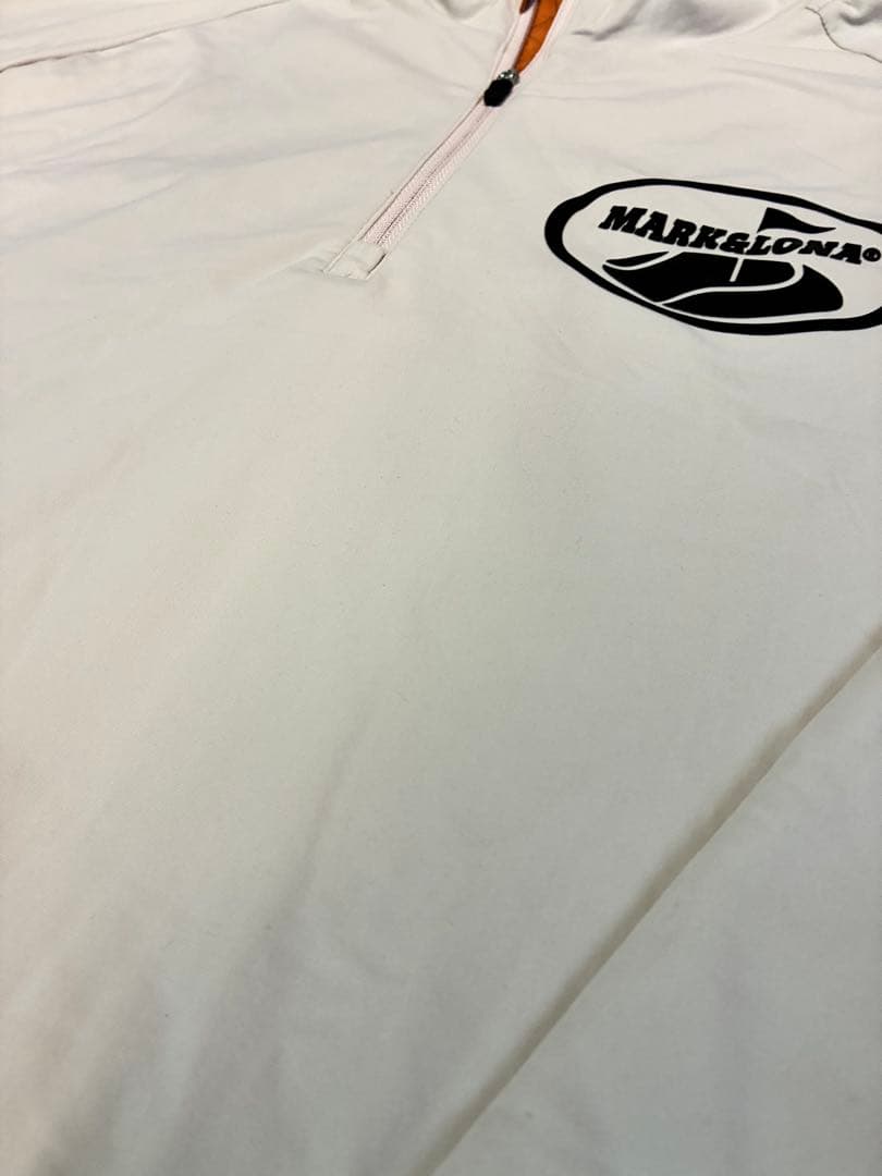 MARK&LONA メンズ ベージュ ハーフジップ ドローコード付き ストレッチ