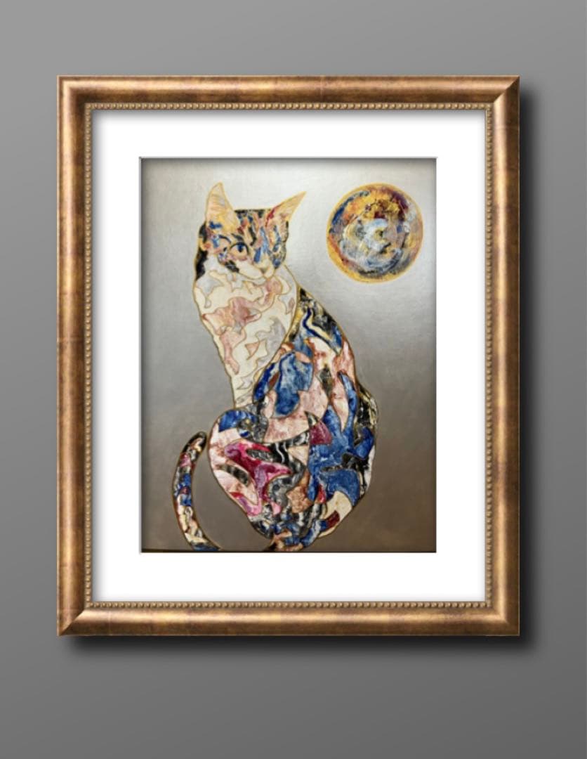 猫の絵画　猫　あかねこ
