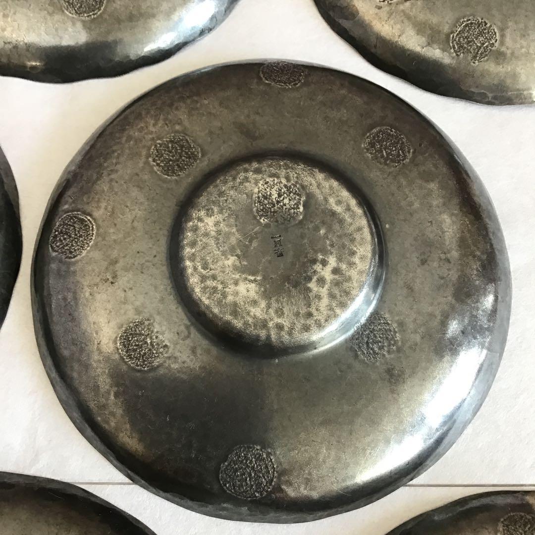 茶道具　純銀茶托大10枚　一鳳斎造と錫製(推定)茶托小5枚　共箱　S1012CT