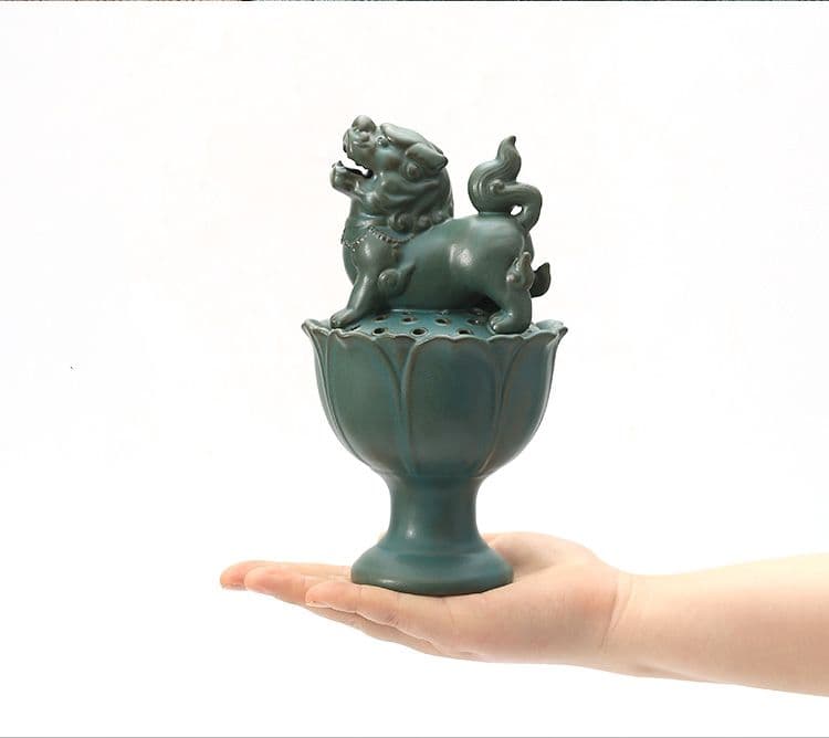 蓮華獅子香炉 茶道具 香道具 工芸品 美術品 置物
