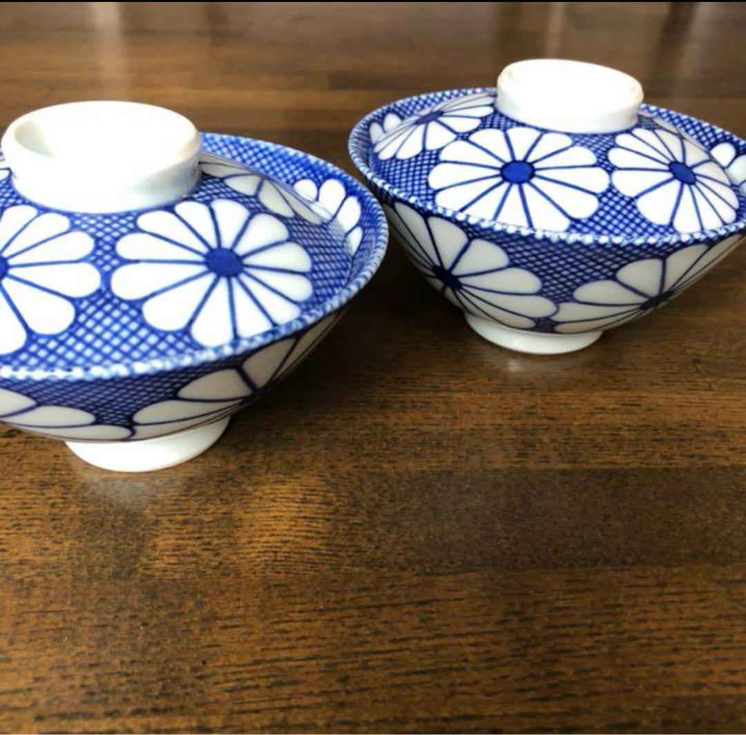 芳国舎　蓋付き御飯茶碗　内外紋様一致　2客