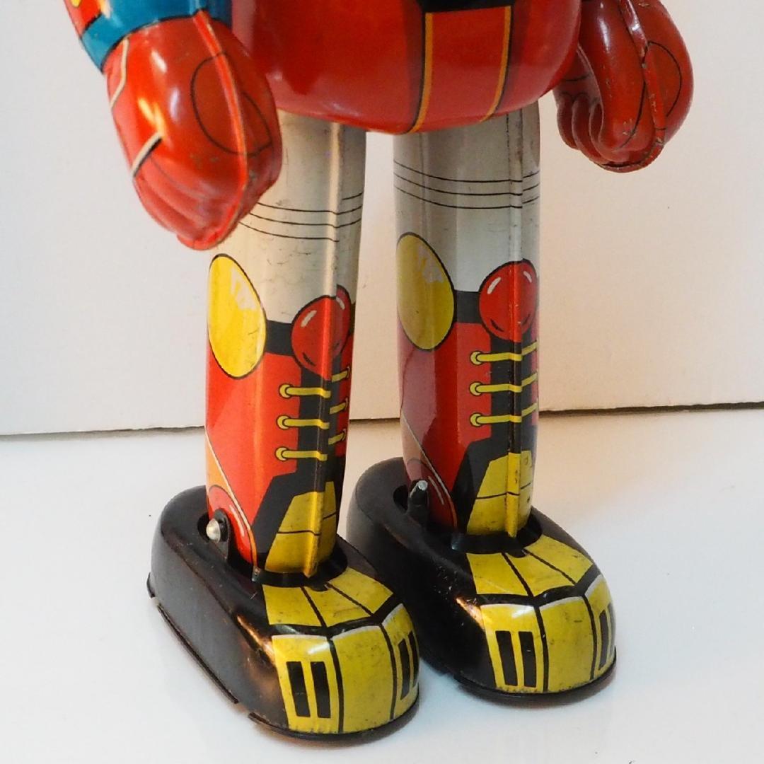 ブルマーク【メカンダーロボ 動作確認済】当時物ブリキ ゼンマイ歩行ロボットTIN