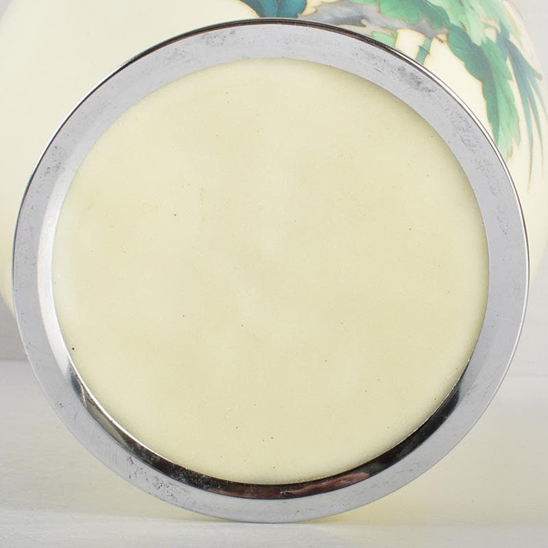 七宝焼　花文　花瓶　唐木台　桐箱付　M　R5684