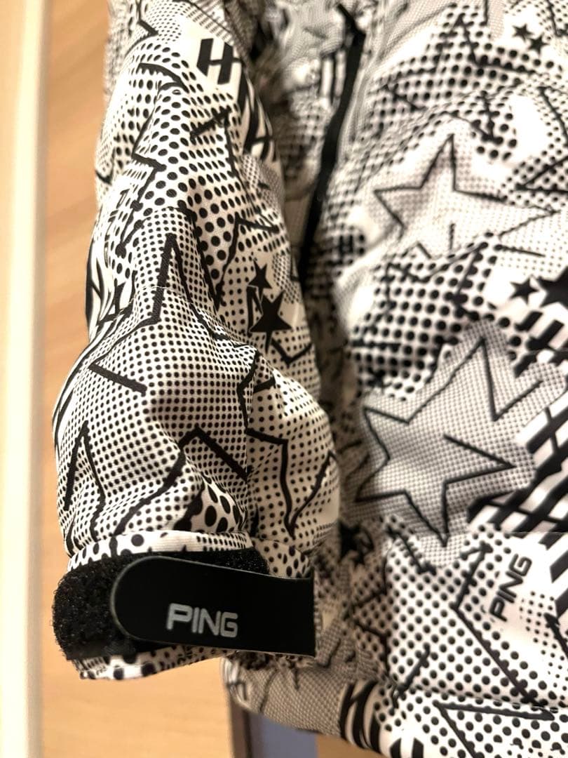 極美品 PING 中綿ブルゾン L パンツ M セットアップ 総柄 白 星 ロゴ