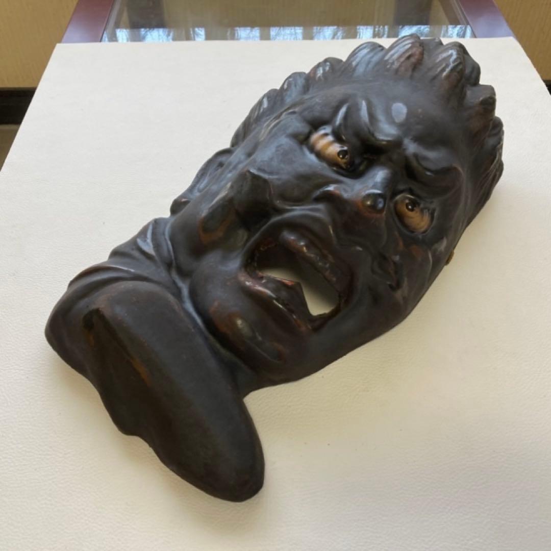 伐折羅大将 広目天⁇ お面 壁掛け 乾漆⁇ 仏教 美術 2点 骨董品 レトロ