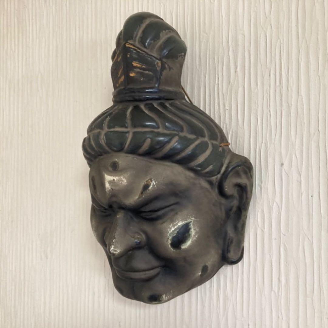 伐折羅大将 広目天⁇ お面 壁掛け 乾漆⁇ 仏教 美術 2点 骨董品 レトロ