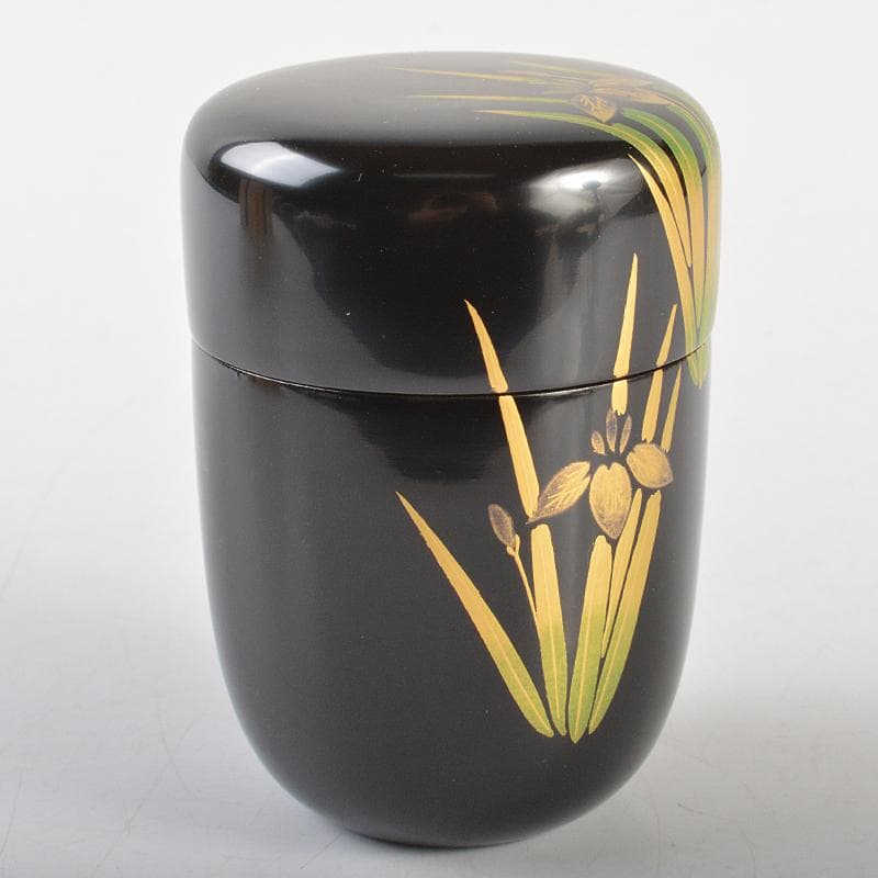 茶道具　塗師　牧田芳祥 作　あやめ蒔絵　長棗　共箱　V　R7229