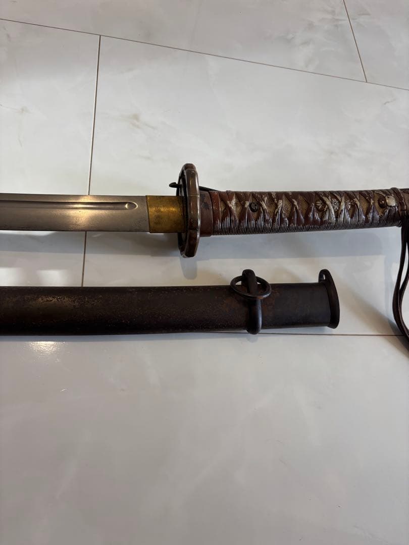 希少　日本軍 陸軍 軍刀 木鞘 革巻き 日本刀　激レア　模造刀　儀礼刀　年代物